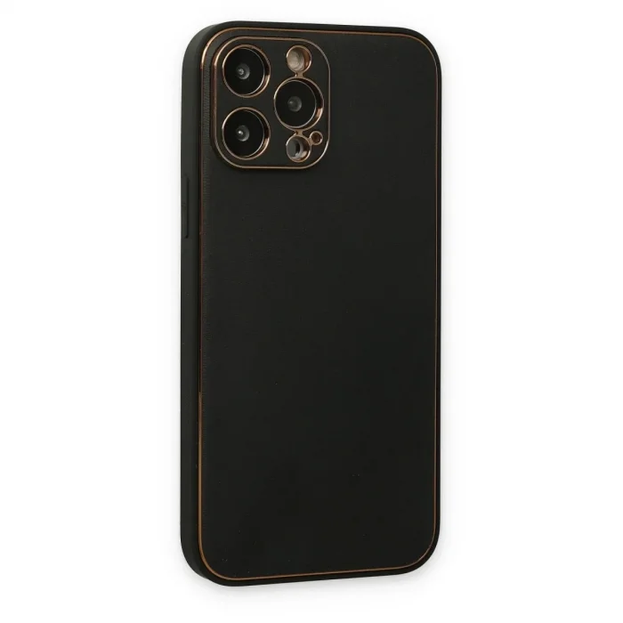 Apple İphone 14 Pro Kılıf Coco Deri Silikon Kapak - Siyah