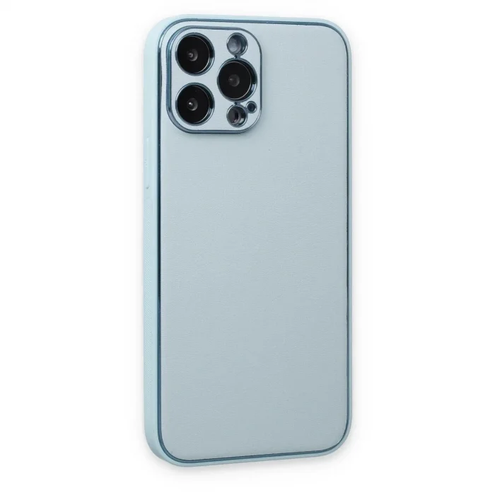 Apple İphone 14 Pro Kılıf Coco Deri Silikon Kapak - Sky Blue