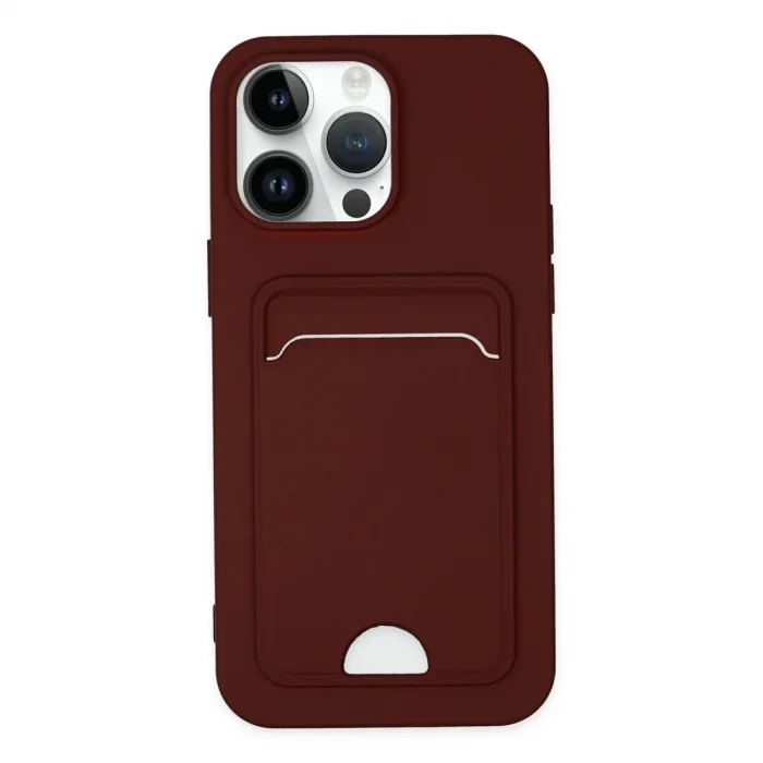 Apple İphone 14 Pro Kılıf Kelvin Kartvizitli Silikon - Bordo