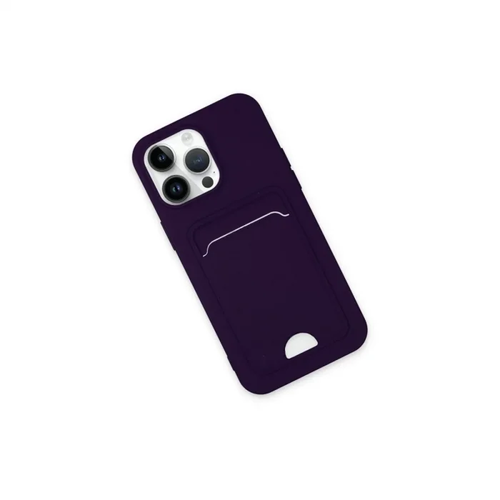 İphone 14 Pro Kılıf Kelvin Kartvizitli Silikon - Derin Mor