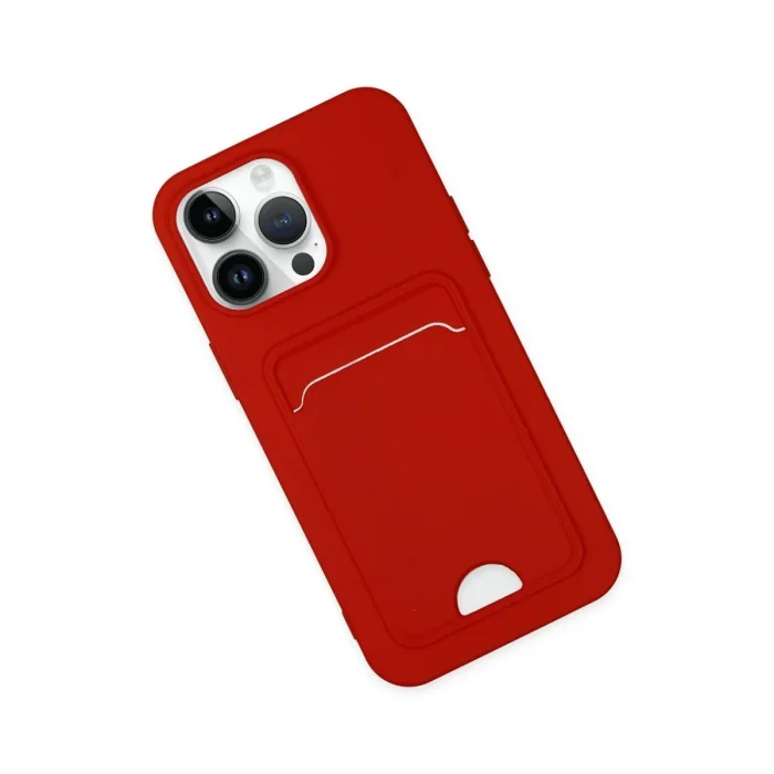 Apple İphone 14 Pro Kılıf Kelvin Kartvizitli Silikon - Kırmızı