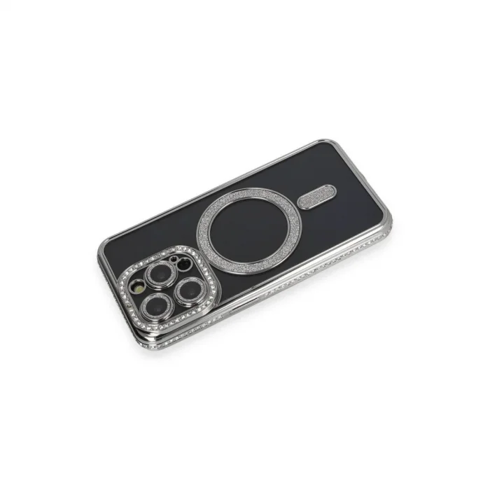 Apple İphone 14 Pro Max Kılıf Joke Simli Magneticsafe Kılıf - Gri