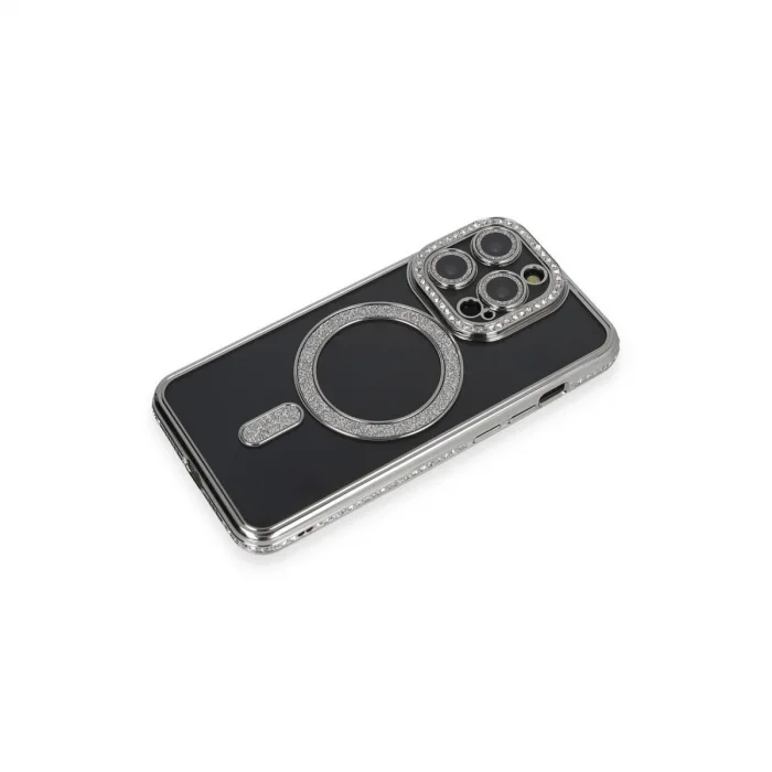 Apple İphone 14 Pro Max Kılıf Joke Simli Magneticsafe Kılıf - Gri
