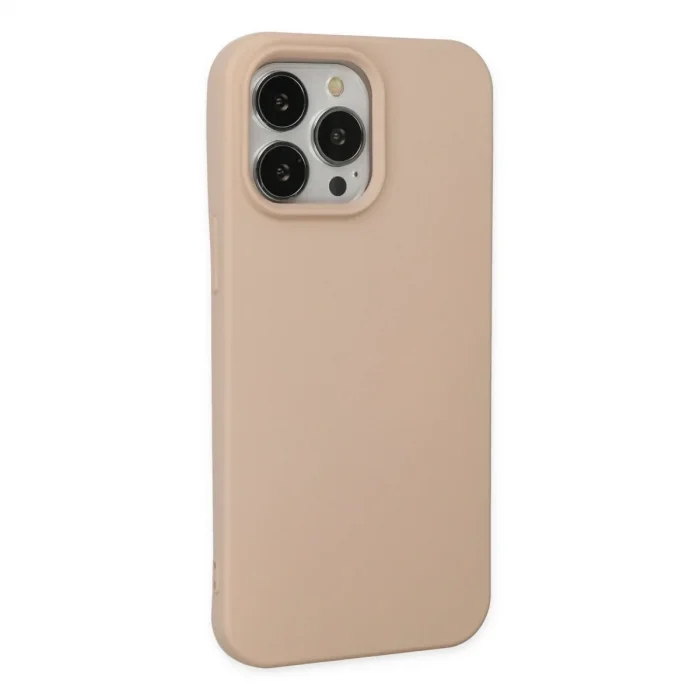 Apple İphone 14 Pro Max Kılıf Nano İçi Kadife Silikon - Pudra