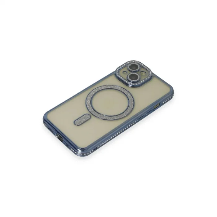 Apple İphone 15 Kılıf Joke Simli Magneticsafe Kılıf - Lacivert