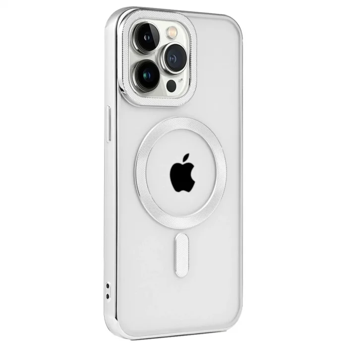 Apple İphone 15 Pro Kılıf Kronos Magsafe Kapak - Gümüş