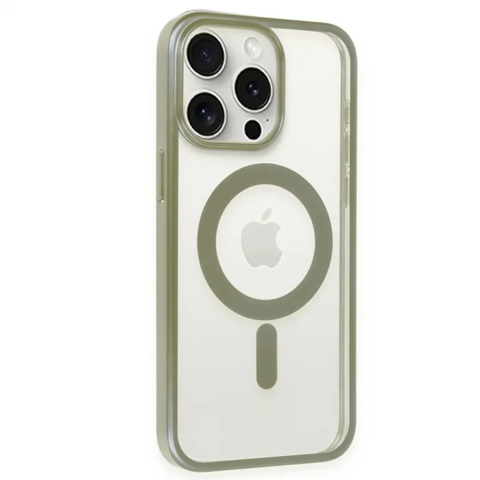 Apple İphone 15 Pro Max Kılıf Erozi Magsafe Kapak - Gri