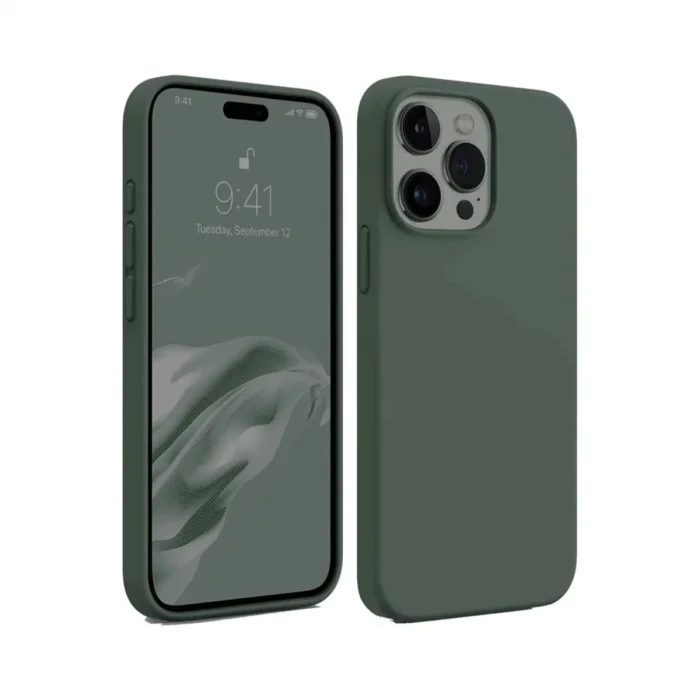 Apple İphone 15 Pro Max Kılıf First Silikon - Koyu Yeşil