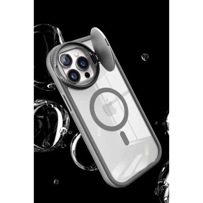 Apple İphone 15 Pro Max Kılıf Teleskop Lens Magsafe Silikon Kapak - Pembe