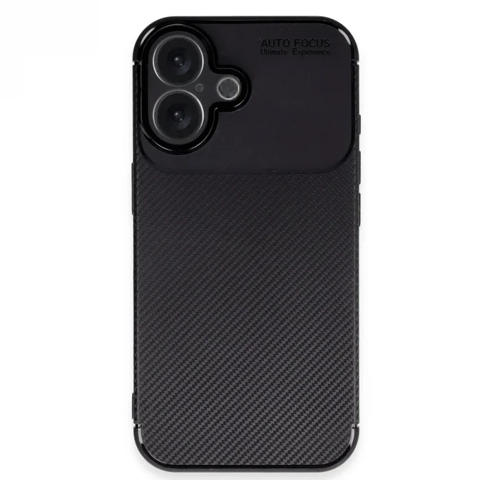 Apple İphone 16 Kılıf Auto Focus Karbon Kapak - Siyah