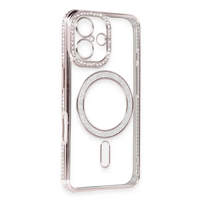 Apple İphone 16 Kılıf Joke Simli Magneticsafe Kılıf - Pembe