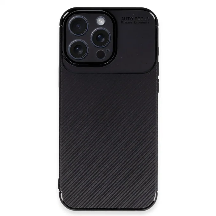 Apple İphone 16 Pro Kılıf Auto Focus Karbon Kapak - Siyah