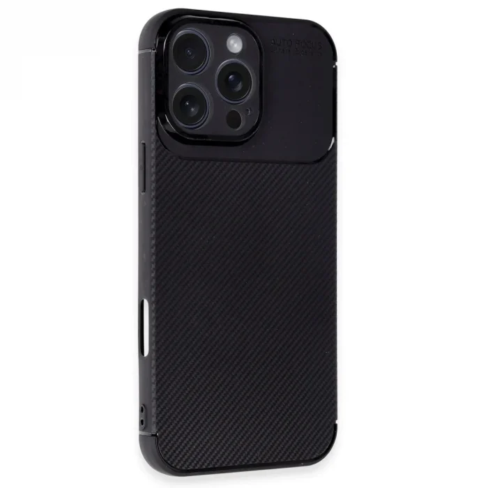 Apple İphone 16 Pro Kılıf Auto Focus Karbon Kapak - Siyah