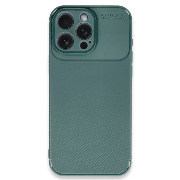 Apple İphone 16 Pro Max Kılıf Auto Focus Karbon Kapak - Koyu Yeşil