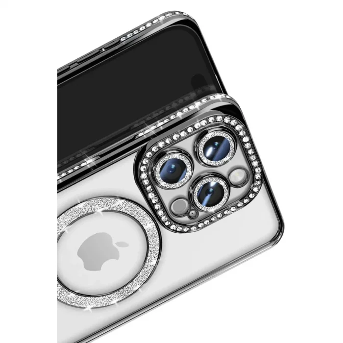 Apple İphone 16 Pro Max Kılıf Joke Simli Magneticsafe Kılıf - Siyah
