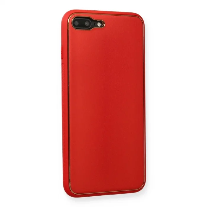 İphone 7 Plus Kılıf Coco Deri Silikon Kapak - Kırmızı