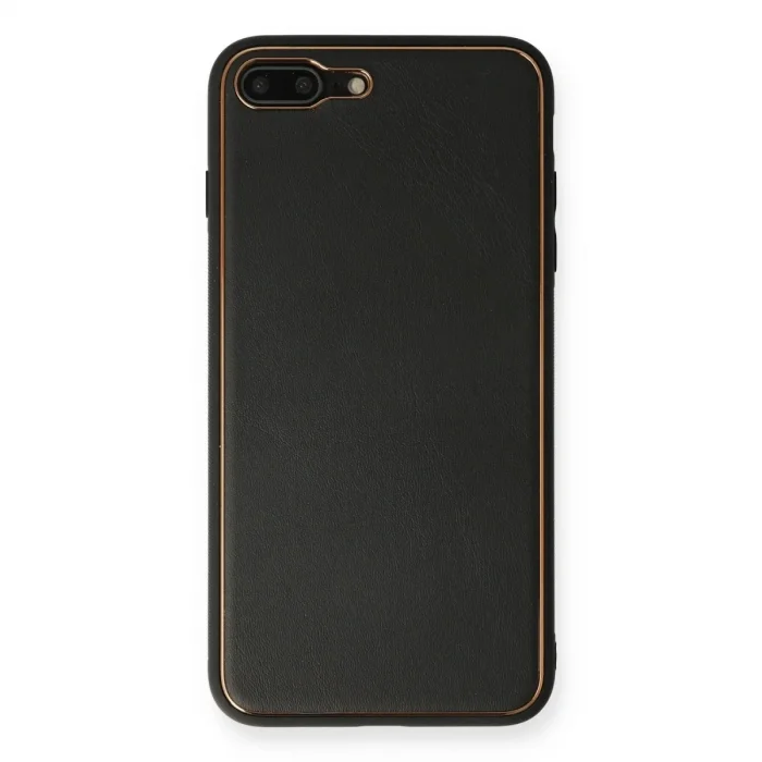 İphone 7 Plus Kılıf Coco Deri Silikon Kapak - Siyah
