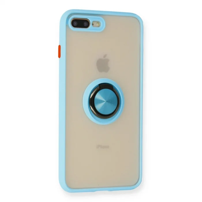 İphone 7 Plus Kılıf Montreal Yüzüklü Silikon Kapak - Buz Mavi