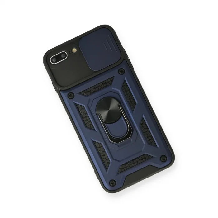 Apple İphone 7 Plus Kılıf Pars Lens Yüzüklü Silikon - Lacivert