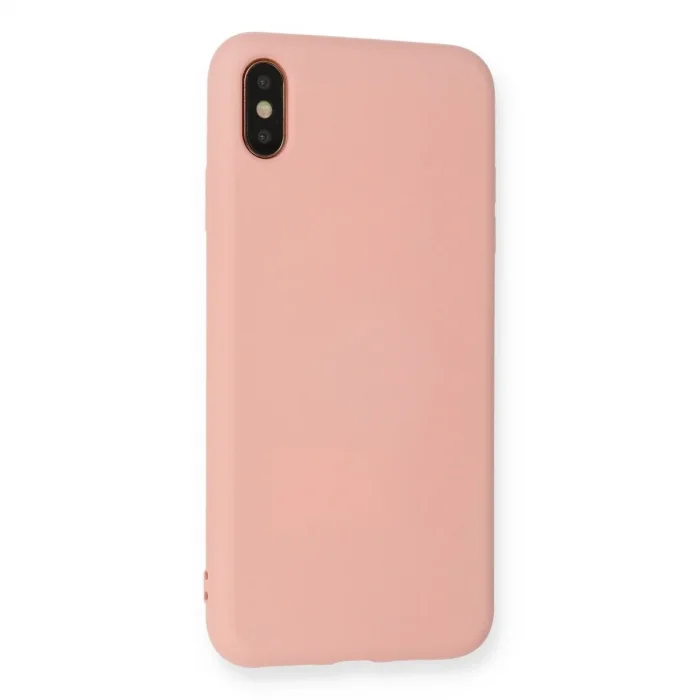 İphone X Kılıf Nano İçi Kadife Silikon - Pudra