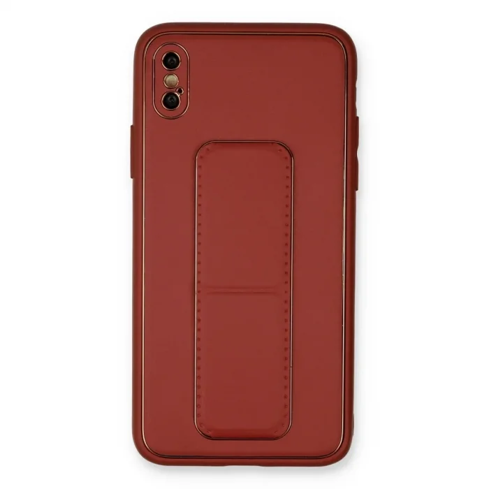 İphone Xs Max Kılıf Coco Deri Standlı Kapak - Fuşya