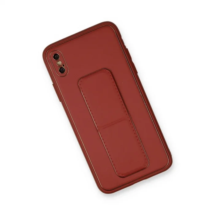 İphone Xs Max Kılıf Coco Deri Standlı Kapak - Fuşya