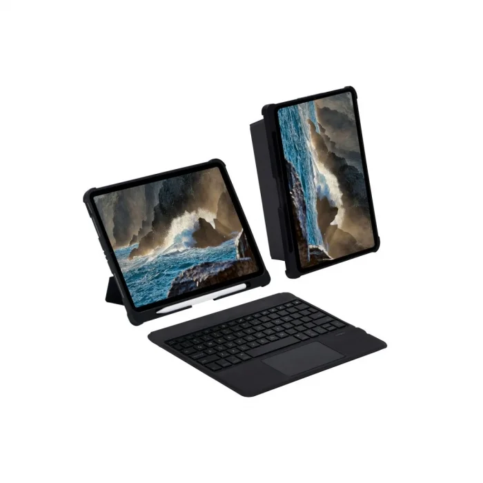 Apple T5209d İpad Pro 12.9 (2021) Kılıf İnter Ledli Klavyeli Tablet Kılıfı - Siyah