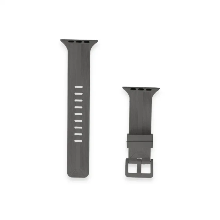 Apple Watch 38mm Kr408 Çizgili Silikon Kordon (saat Değildir) - Koyu Gri