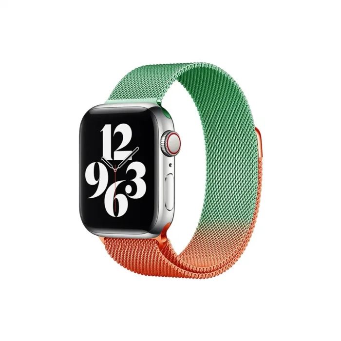 Apple Watch 38mm Metal Mıknatıslı Kordon (saat Değildir) - Turuncu-yeşil