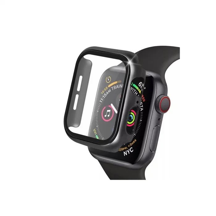 Apple Watch 41mm Camlı Kasa Ekran Koruyucu - Siyah