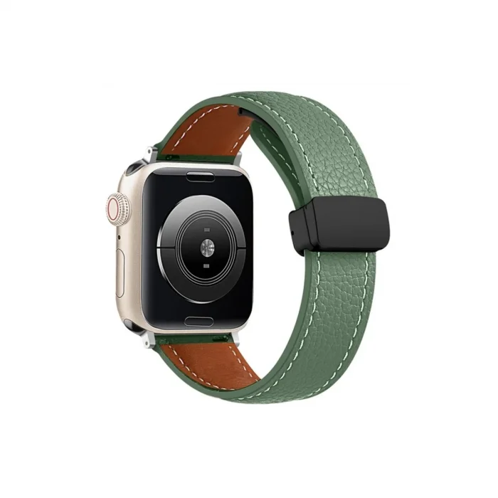 Apple Watch 42mm Kr414 Daks Deri Kordon (saat Değildir) - Koyu Yeşil