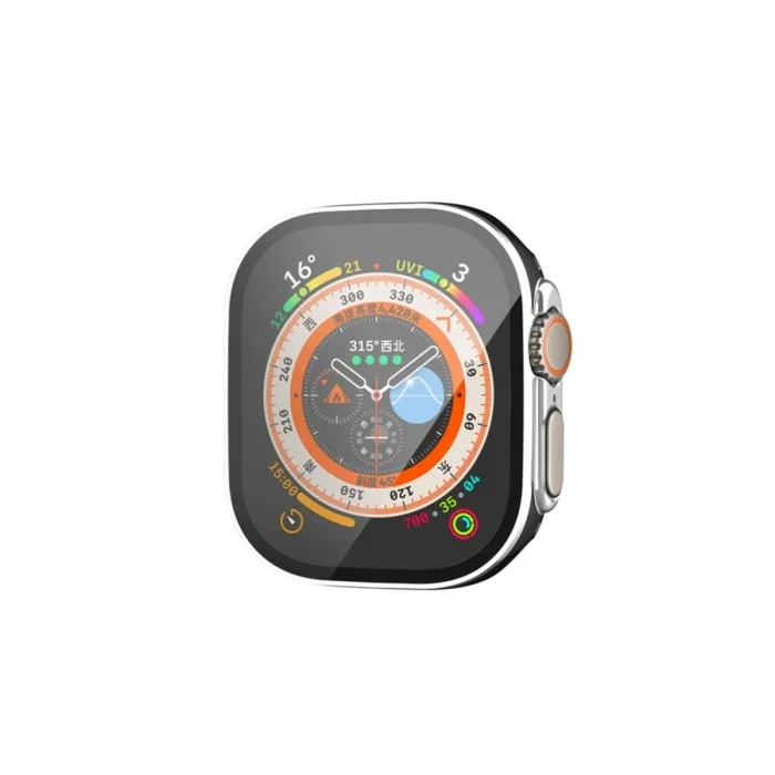 Apple Watch Ultra 49mm Legend Camlı Kasa Ekran Koruyucu - Siyah-gümüş