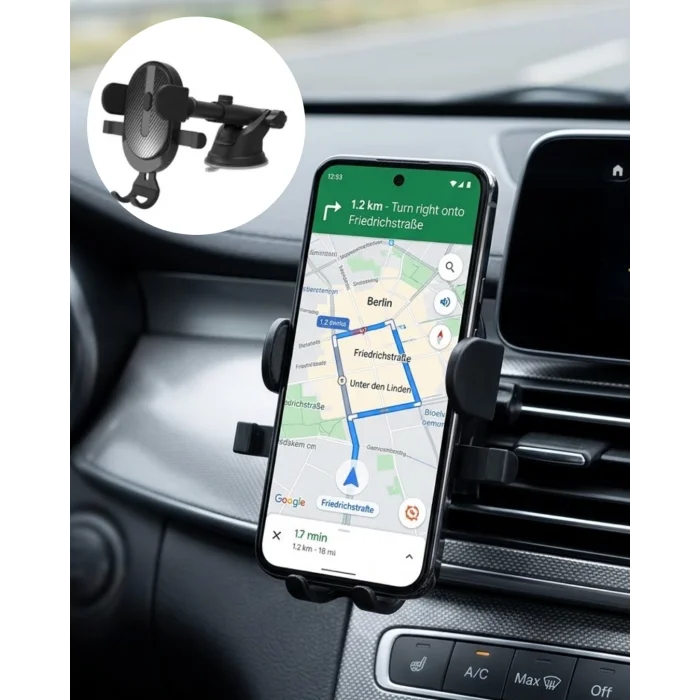Araç Havalandırma Telefon Tutucu 360 Derece Döner Otomatik Kilitli Stand