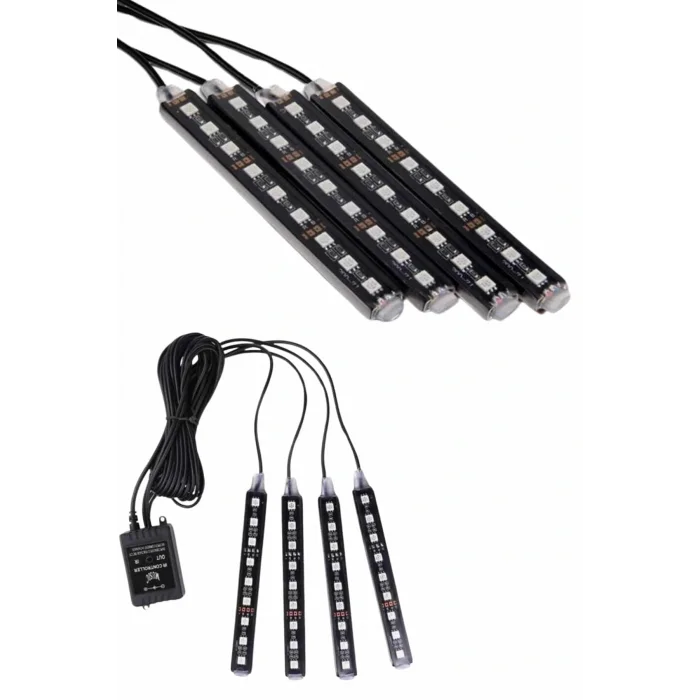 Araç İçi Ayak Altı 12li Şerit Led Işık Uzaktan Kumandalı RGB Işıklı Ses ve Müziğe Duyarlı