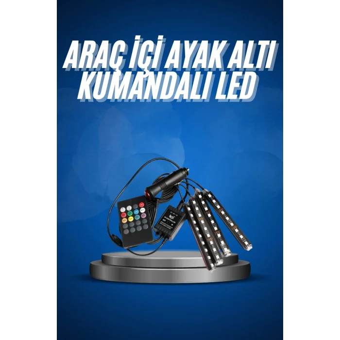 Araç İçi Ayak Altı Led 12 Led Işık Sese Müziğe Duyarlı RGB Işıklı Aydınlatma Seti