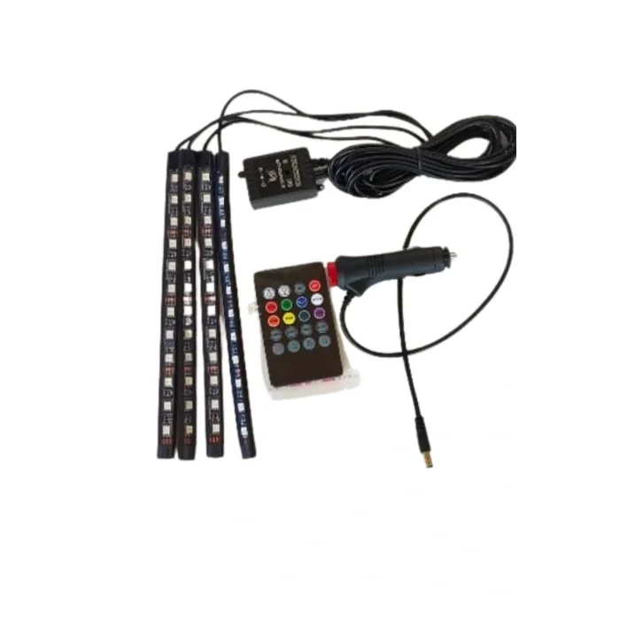 Araç İçi Ayak Altı Led 12 Led Işık Sese Müziğe Duyarlı RGB Işıklı Aydınlatma Seti