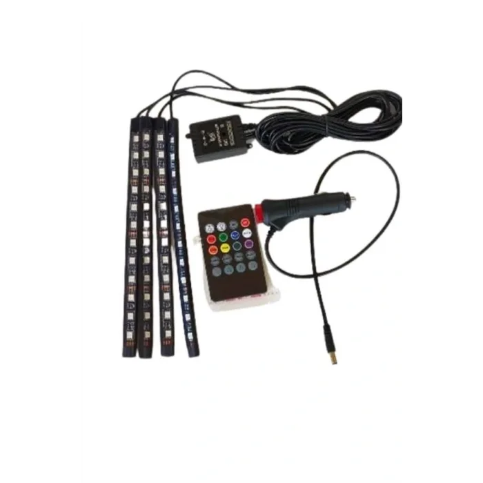 Araç İçi Ayak Altı Led 12 Led Işık Sese Müziğe Duyarlı RGB Işıklı Aydınlatma Seti