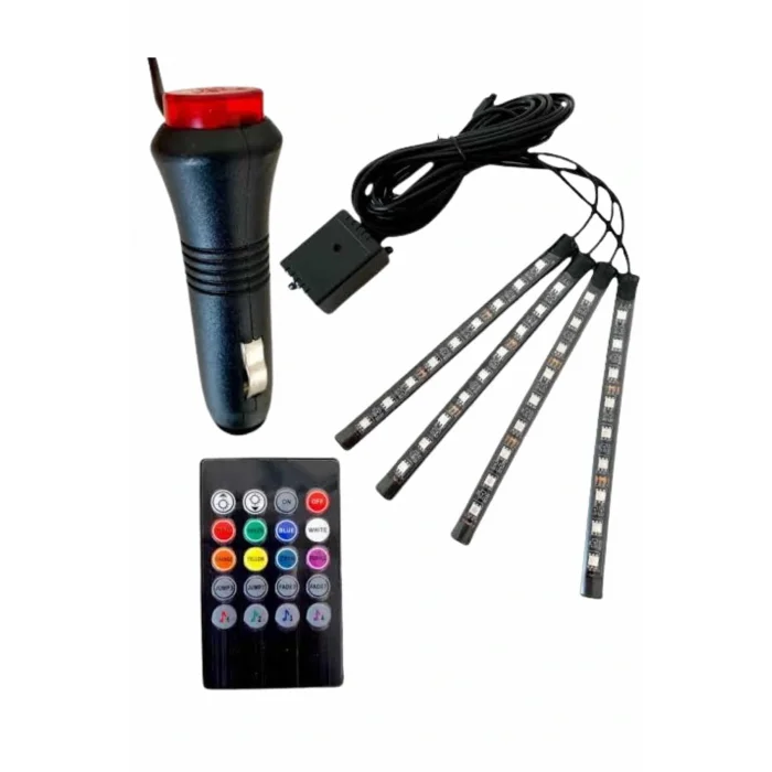 Araç Içi Aydınlatma Kumandalı 12 Led Ayak Altı Led Ambiyans Işığı Sese Duyarlı Kumandalı
