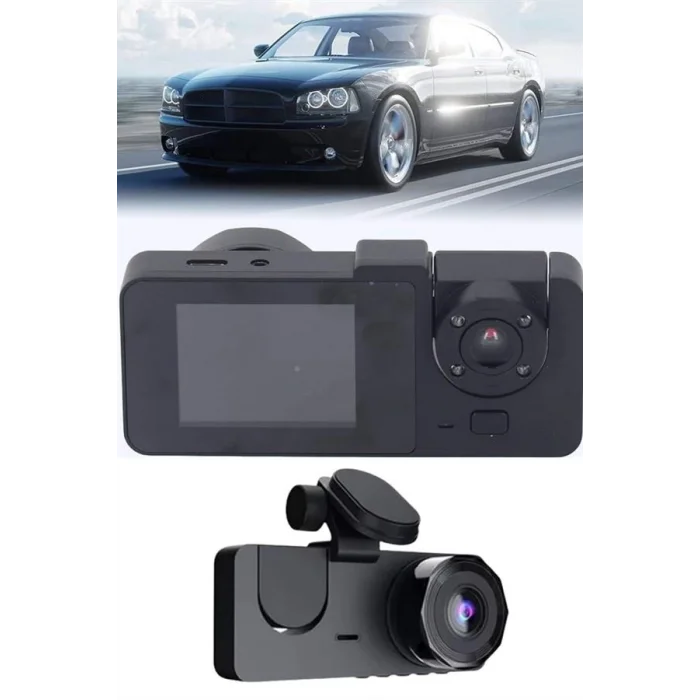 Araç İçi Dikiz Kamerası Sürüş Kaydedici 3 Lensli DVR Kamera