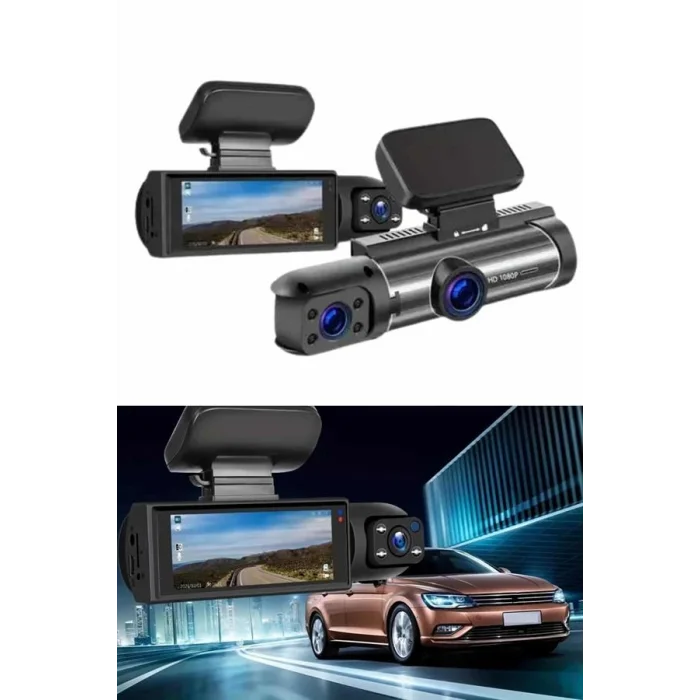Araç İçi Full Hd Kamera Ön ve Arka Kameralı Ekranlı Araç Kamerası