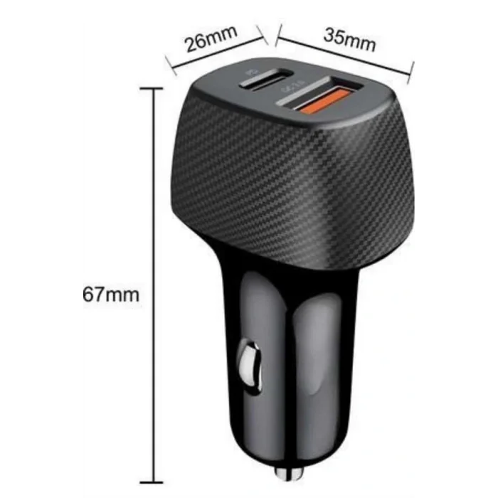 Araç İçi Hızlı Şarj Soketi 38W Oto Çakmaklık Type-C Araba Çakmaklık