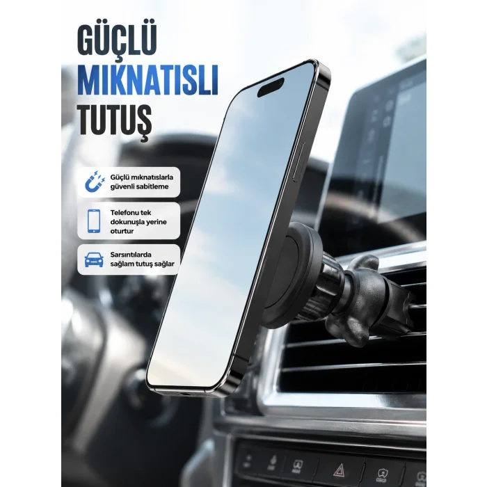 Araç İçi Manyetik Telefon Tutucu Havalandırma Klipsli Telefon Standı
