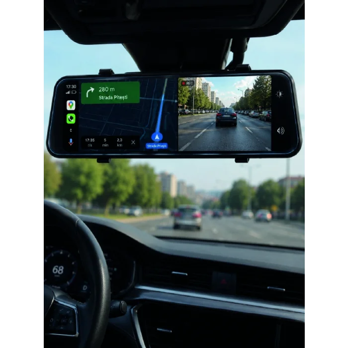 Araç İçi Multimedya Ekranı Çift Kameralı Ayna Carplay