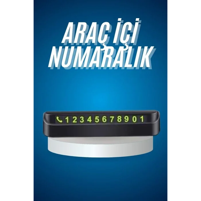 Araç İçi Numaratör Numaralık Oto Cam Kartı Fosforlu Numaratör