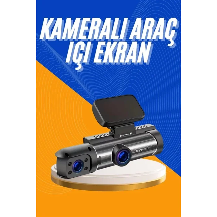 Araç Kamerası Black Box Çift Kameralı Ekranlı Full HD Sürüş Kamerası