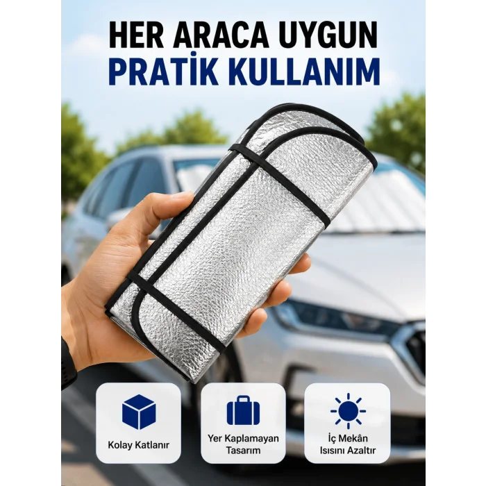 Araç Ön Cam Güneşlik Isı Yalıtımlı Katlanabilir Model Renault Megane Honda Civic Opel Astra Ford Focus