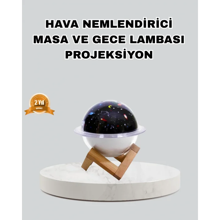Aromaterapili USB Hava Nemlendirici – Projeksiyon Işıklı, Sessiz ve Şık Tasarım