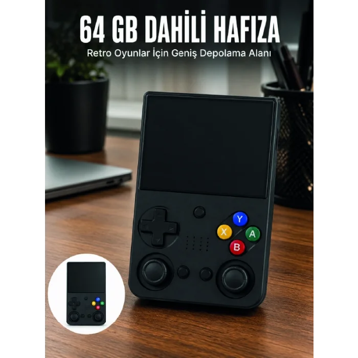 aşınabilir Retro El Oyun Konsolu 64GB Hafızalı IPS Ekranlı  Oyun Cihazı