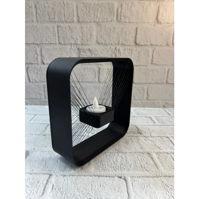 Askılı Kare Mumluk Duvar Dekoru Loş Salon ve Modern Mekanlar