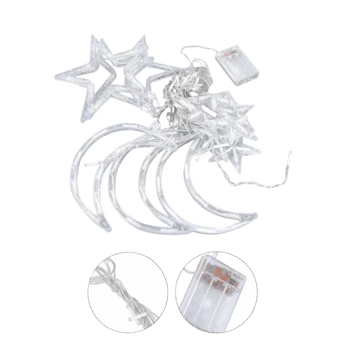 Ay ve Yıldız Desenli Perde Işık Ramazan Dekoratif LED Aydınlatma